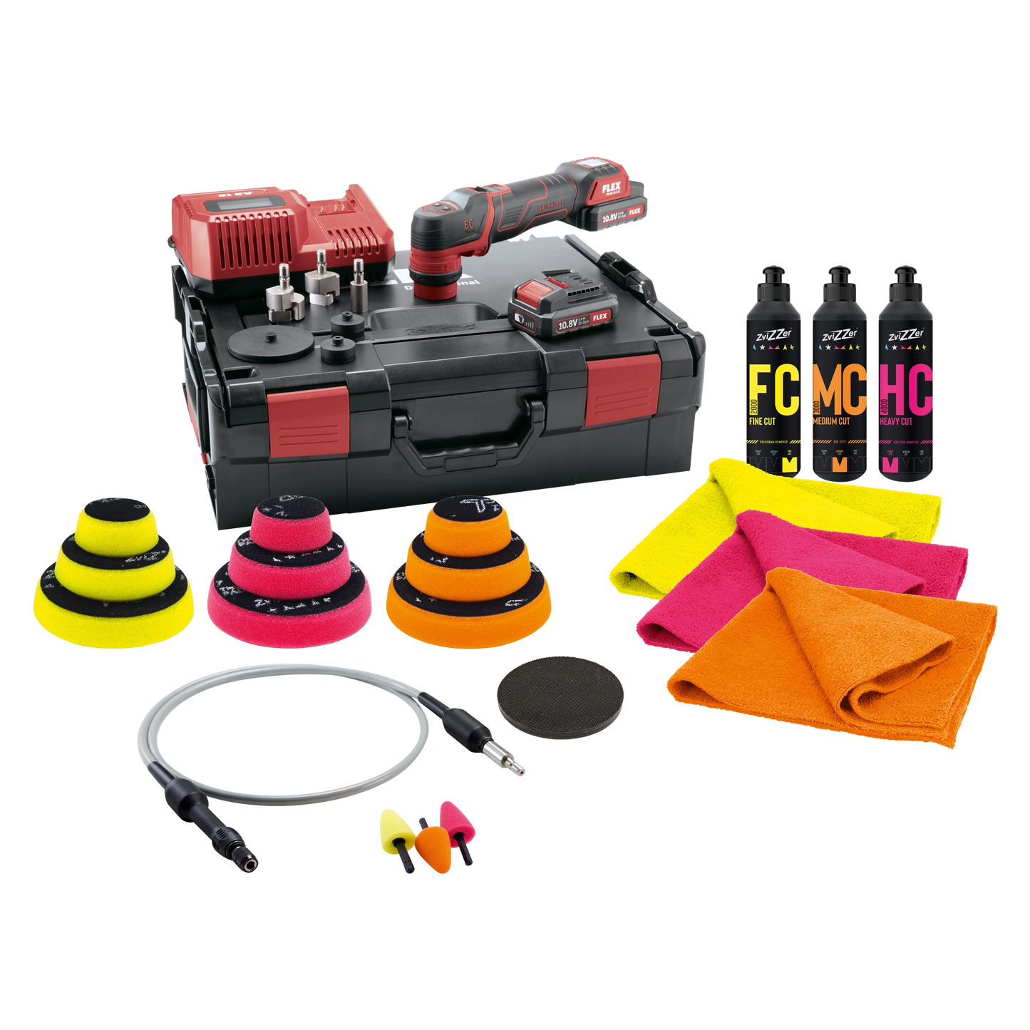 Zvizzer 1",2" & 3" Polishing Kit withn PXE 80 set & fs 140 Flexible Shaft - Detailing