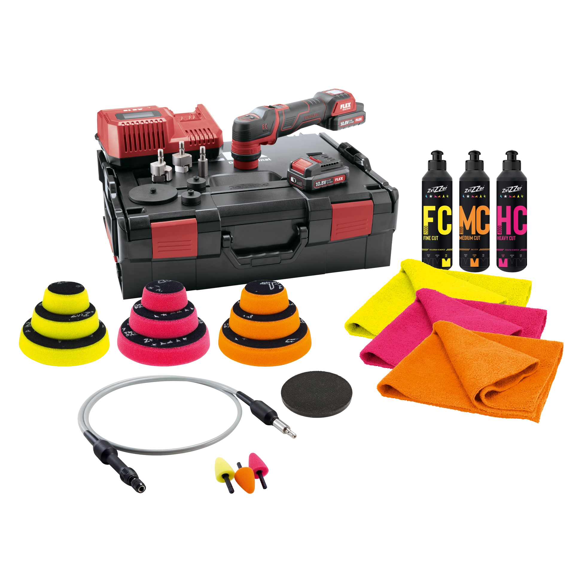 Zvizzer 1",2" & 3" Polishing Kit withn PXE 80 set & fs 140 Flexible Shaft - Detailing