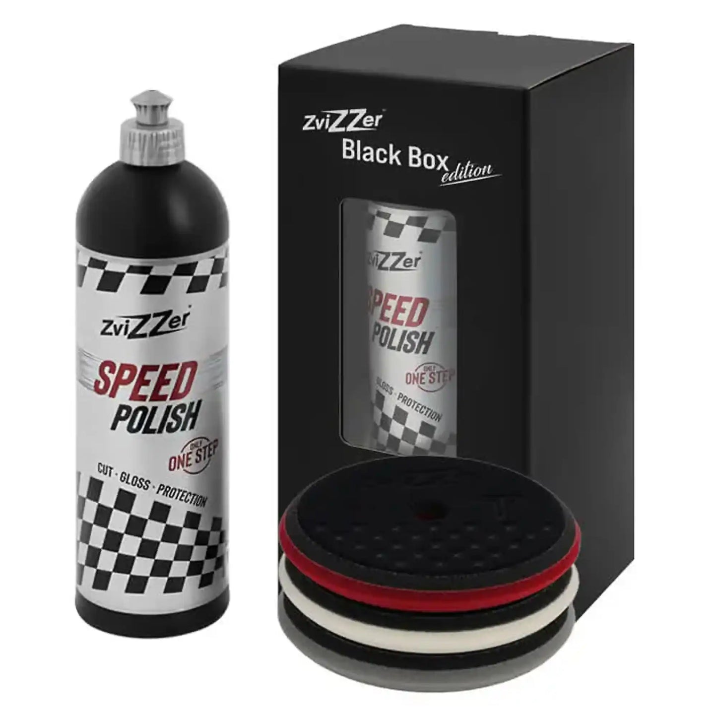 Zvizzer Speed Polish Black Box kit with 750ml polish and three UFO pads