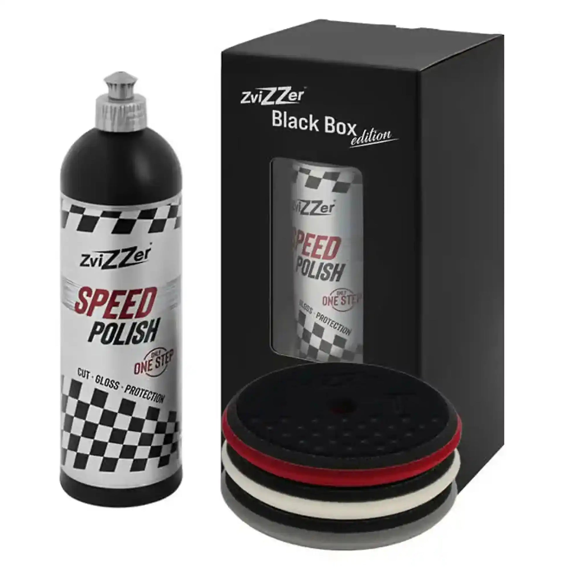 Zvizzer Speed Polish Black Box kit with 750ml polish and three UFO pads